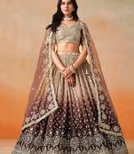 Brown Georgette Sequins Lehenga Choli With Dupatta