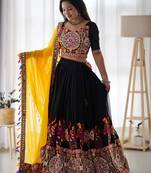 Black Embroidered Georgette Navratri Special Lehenga Choli