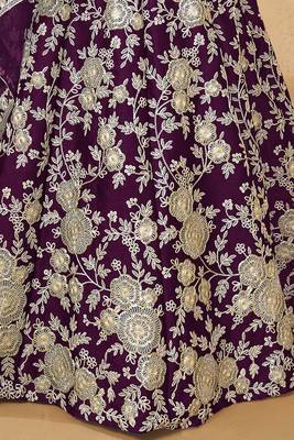 purple sequins work silk lehenga set choli with dupatta 4