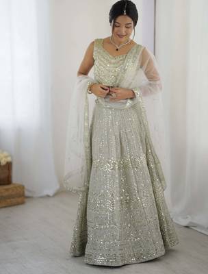 Silver Sequinned Lehenga Choli 1