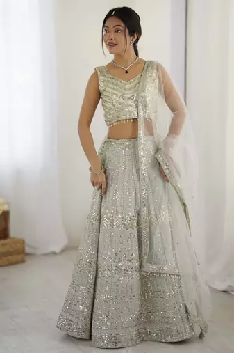 Silver Sequinned Lehenga Choli