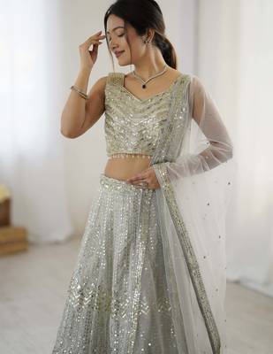 Silver Sequinned Lehenga Choli 4