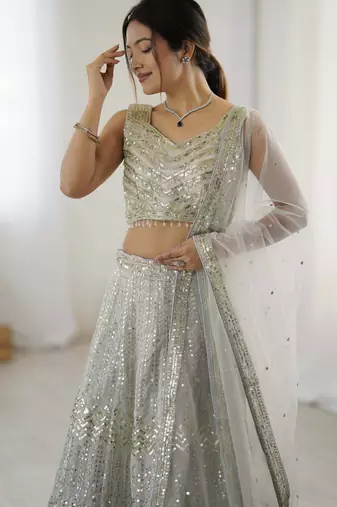 Silver Sequinned Lehenga Choli