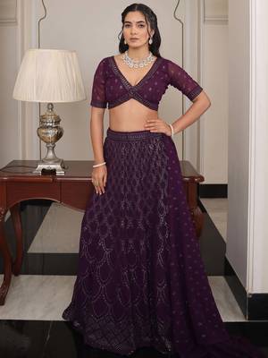 wine embroidered party lehenga set choli with dupatta with dupatta 2