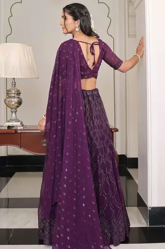 wine embroidered party lehenga set choli with dupatta with dupatta
