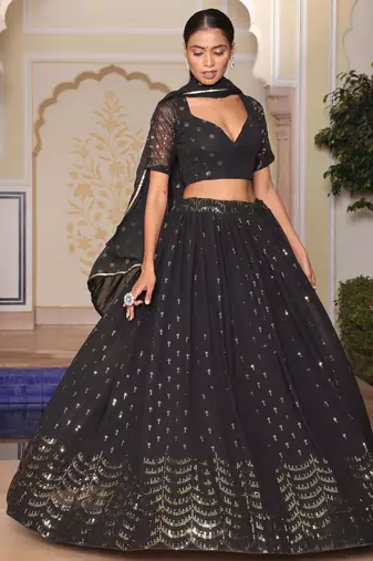 black georgette lehenga set choli with dupatta with dupatta