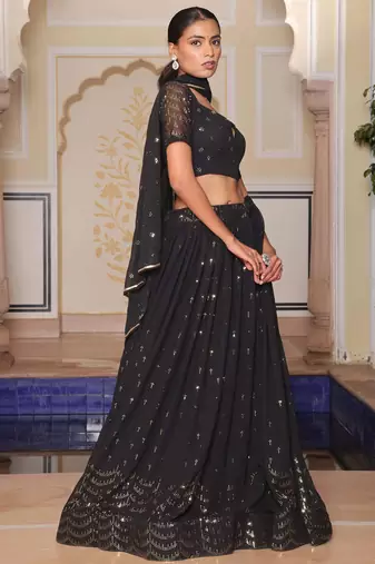 black georgette lehenga set choli with dupatta with dupatta