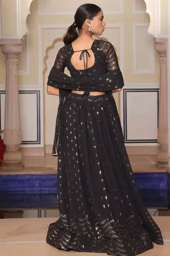 black georgette lehenga set choli with dupatta with dupatta
