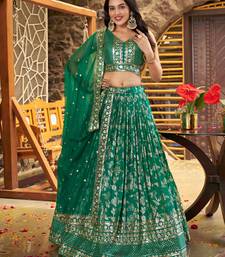 rama green mehendi golden zari lehenga set choli with dupatta