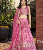 Pink Party Wear Silk Zari Lehenga Choli With Dupatta