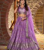 catching lavender silk floral zari lehenga set choli with dupatta