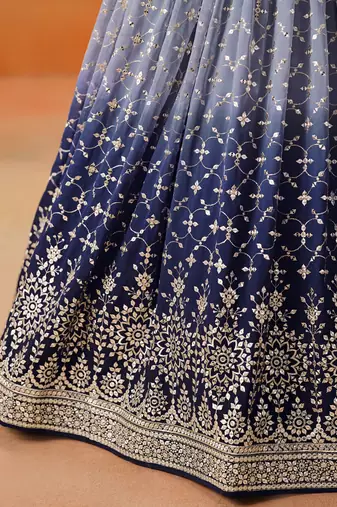 navy blue georgette lehenga set choli with dupatta with dupatta