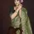 Olive Green Color Silk Blend Floral Embroidered Work Saree