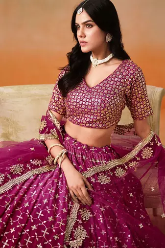 pink zari embroidered lehenga set choli with dupatta with dupatta