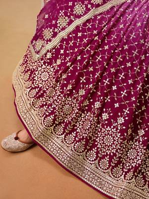 pink zari embroidered lehenga set choli with dupatta with dupatta 7