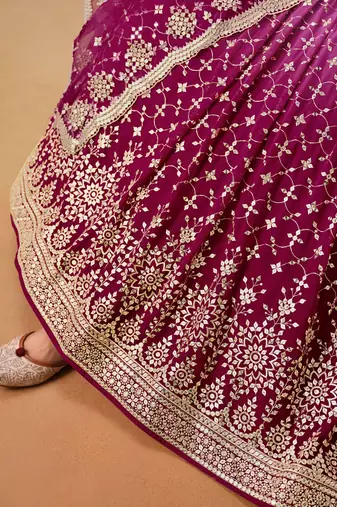 pink zari embroidered lehenga set choli with dupatta with dupatta