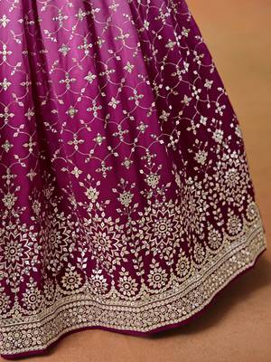 rani pink georgette lehenga set choli with dupatta 7