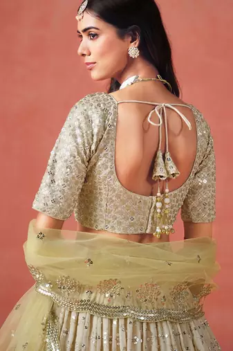 yellow zari embroidery lehenga set choli with dupatta