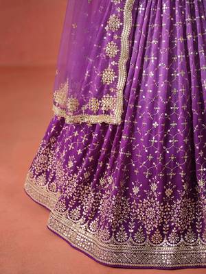 purple ceremonial georgette lehenga set choli with dupatta with dupatta 9
