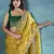 Yellow Color Silk Blend Floral Embroidered Work Saree