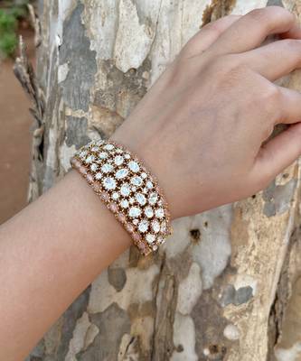 Gold plated pink polki bangle 1