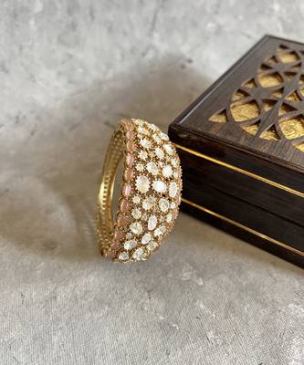 Gold plated pink polki bangle 2