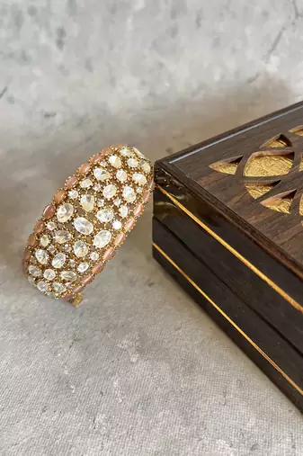 Gold plated pink polki bangle