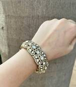 Gold plated beaded polki bangle