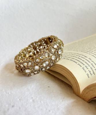 Gold plated beaded polki bangle 3