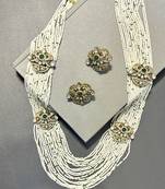 Gold plated pearl kundan necklace set