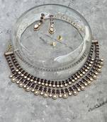 Gold plated purple stone necklace set