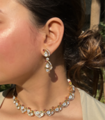 Gold plated studded necklace set