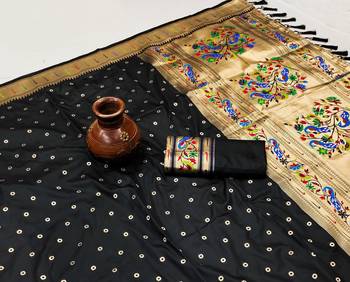 Black Color Soft Paithani Silk Saree 2