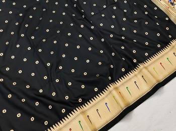 Black Color Soft Paithani Silk Saree 3