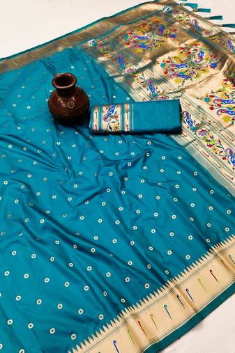 Blue Color Soft Paithani Silk Saree