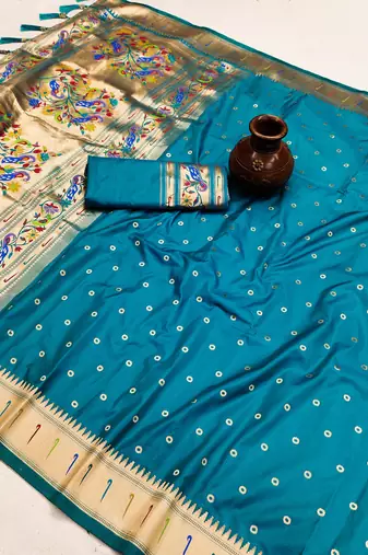 Blue Color Soft Paithani Silk Saree