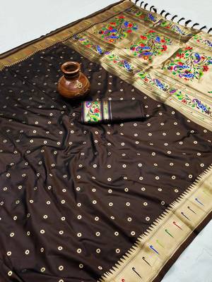 Brown Color Soft Paithani Silk Saree 1
