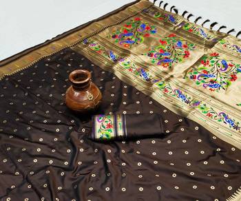 Brown Color Soft Paithani Silk Saree 2