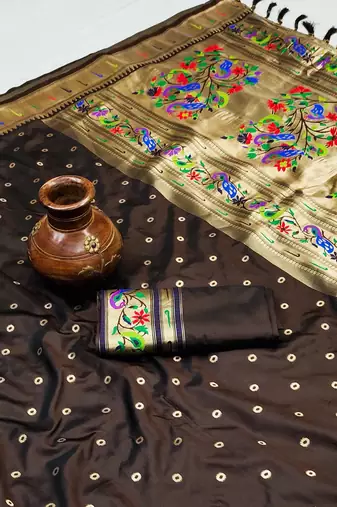 Brown Color Soft Paithani Silk Saree
