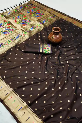 Brown Color Soft Paithani Silk Saree