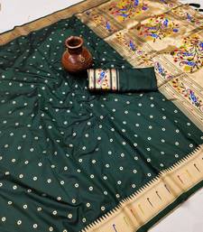 Dark Green Color Soft Paithani Silk Saree