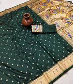 Dark Green Color Soft Paithani Silk Saree