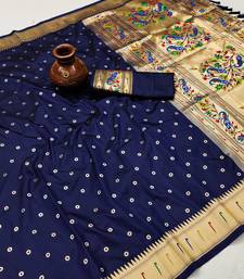Nevy Blue Color Soft Paithani Silk Saree