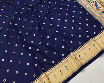 Nevy Blue Color Soft Paithani Silk Saree 3