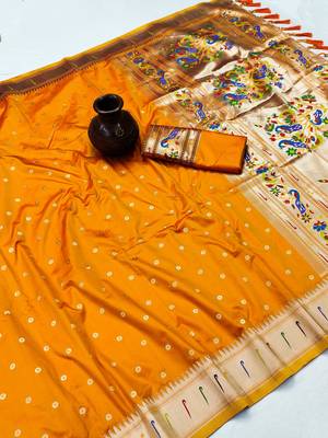 Orange Color Soft Paithani Silk Saree 1