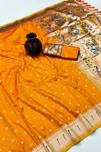 Orange Color Soft Paithani Silk Saree