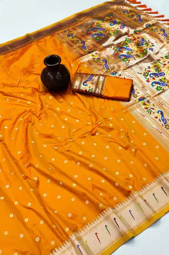 Orange Color Soft Paithani Silk Saree