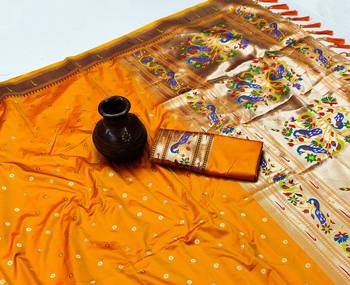 Orange Color Soft Paithani Silk Saree 2