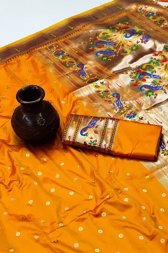 Orange Color Soft Paithani Silk Saree
