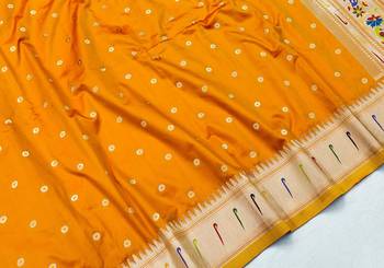 Orange Color Soft Paithani Silk Saree 3